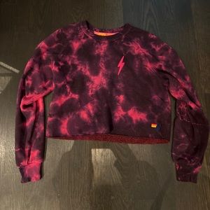 Aviator Nation Set, Size S Sweatshirt and XS Pants - Pink Tie Dye Tracksuit